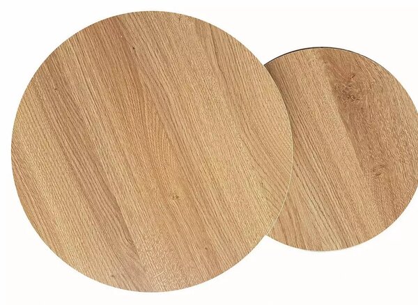 Set 2 masute cafea DION, stejar/negru, PAL laminat/metal