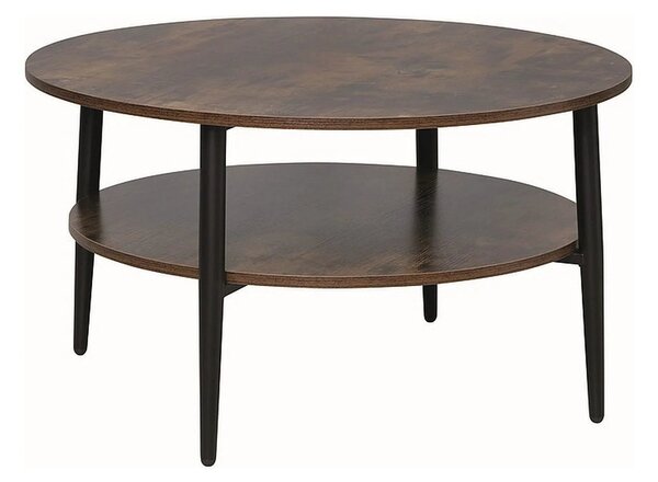 Masuta cafea ELLA A, maro rustic/negru mat, PAL/metal, 80x45 cm