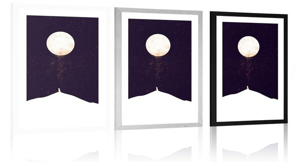 Poster cu passepartout animalul sub luna plină