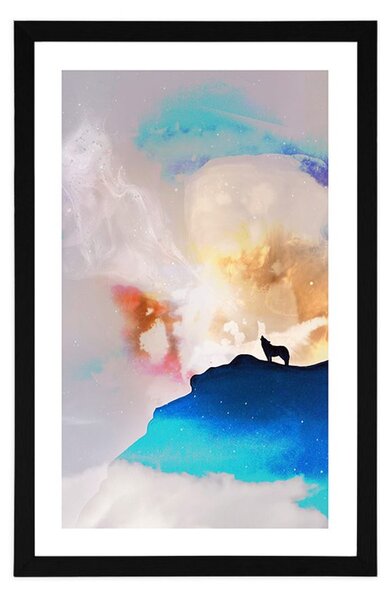 Poster cu passepartout abstracție lupului urlător