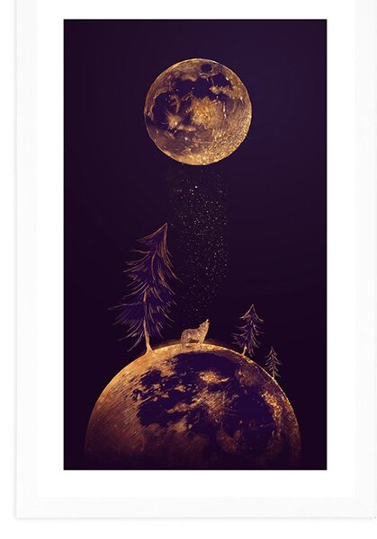 Poster cu passepartout pădure misterioasă din tărâmul planetelor