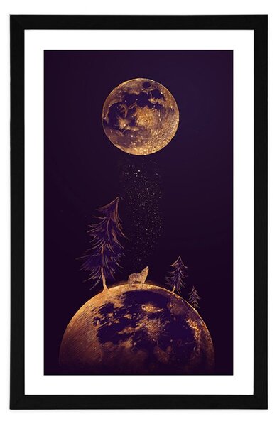 Poster cu passepartout pădure misterioasă din tărâmul planetelor