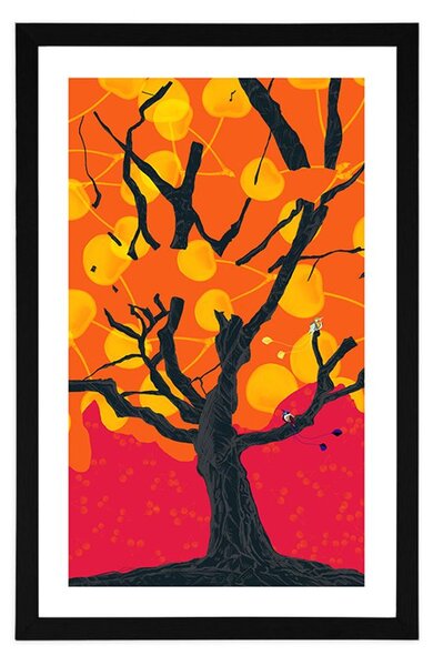 Poster cu passepartout copac interesant viu colorat