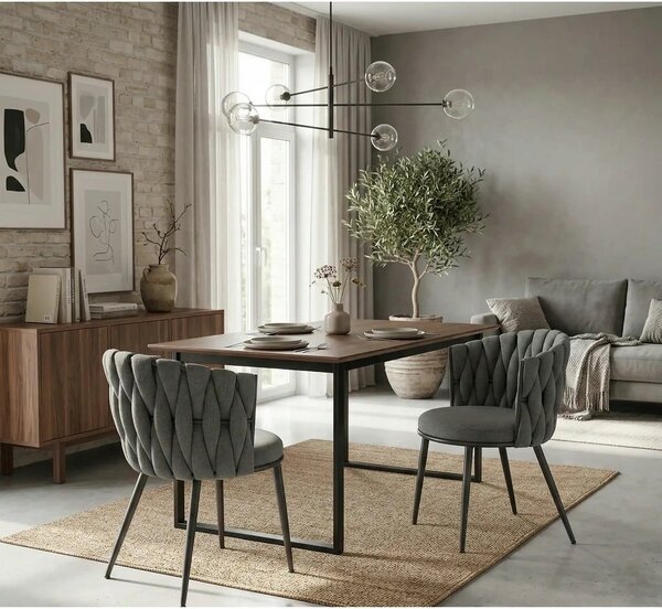 Scaun dining modern K516, gri/negru, stofa/otel, 57x60x79 cm