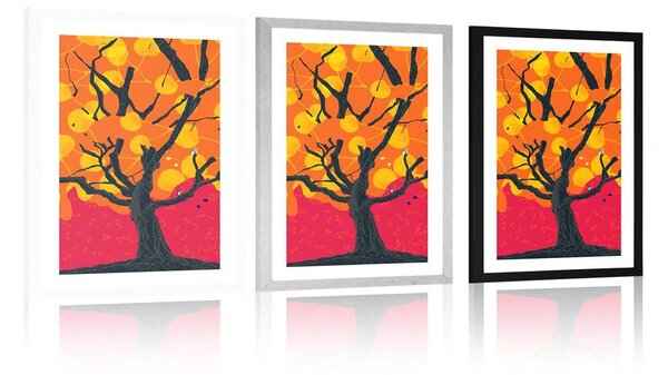 Poster cu passepartout copac interesant viu colorat
