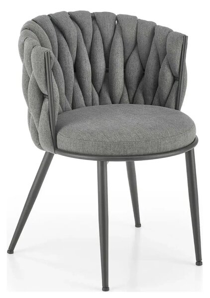 Scaun dining modern K516, gri/negru, stofa/otel, 57x60x79 cm