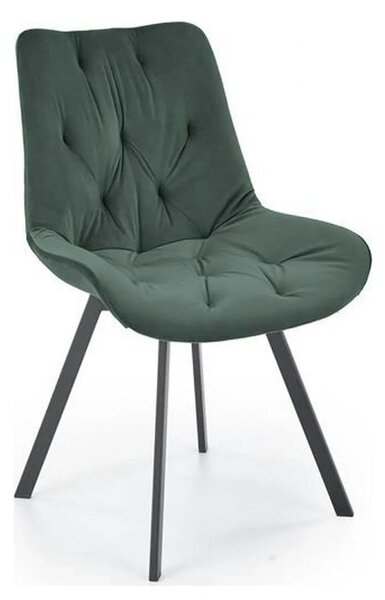 Scaun pivotant K519, verde inchis, stofa catifelata/metal, 54x63x86 cm