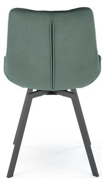 Scaun pivotant K519, verde inchis, stofa catifelata/metal, 54x63x86 cm