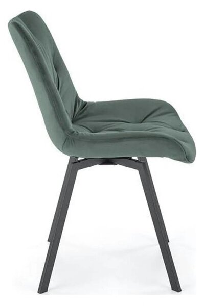 Scaun pivotant K519, verde inchis, stofa catifelata/metal, 54x63x86 cm