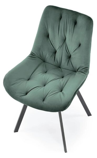 Scaun pivotant K519, verde inchis, stofa catifelata/metal, 54x63x86 cm