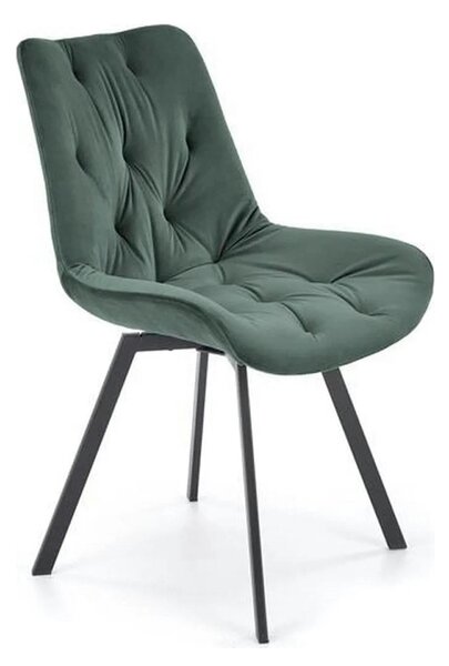 Scaun pivotant K519, verde inchis, stofa catifelata/metal, 54x63x86 cm