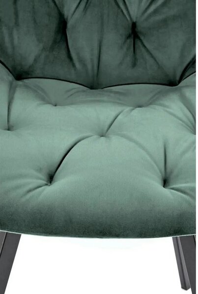 Scaun pivotant K519, verde inchis, stofa catifelata/metal, 54x63x86 cm