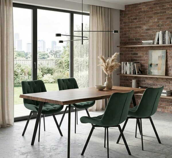 Scaun pivotant K519, verde inchis, stofa catifelata/metal, 54x63x86 cm