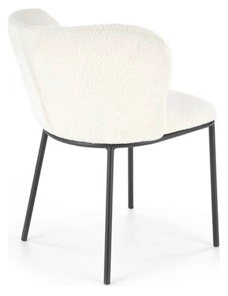 Scaun tapitat crem K518, crem, stofa buclata/metal, 57x59x75 cm