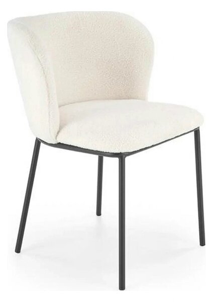Scaun tapitat crem K518, crem, stofa buclata/metal, 57x59x75 cm