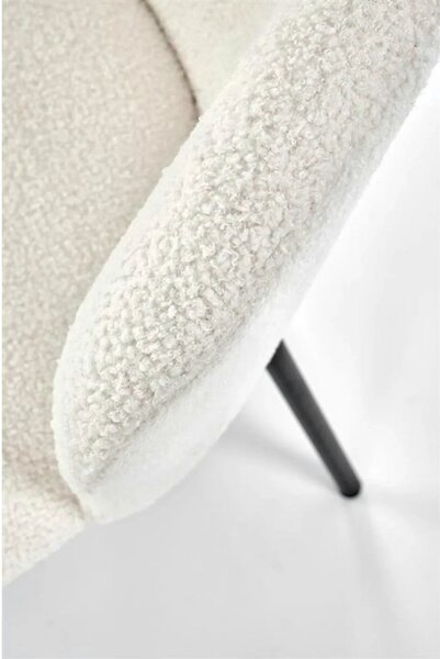 Scaun tapitat crem K518, crem, stofa buclata/metal, 57x59x75 cm