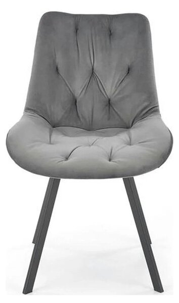 Scaun pivotant K519, gri, stofa catifelata/metal, 54x63x86 cm