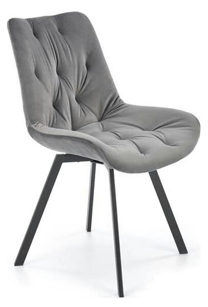 Scaun pivotant K519, gri, stofa catifelata/metal, 54x63x86 cm