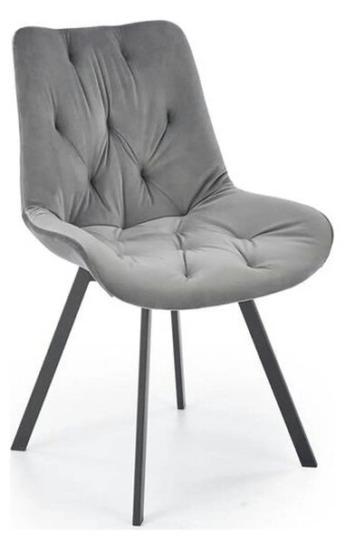 Scaun pivotant K519, gri, stofa catifelata/metal, 54x63x86 cm