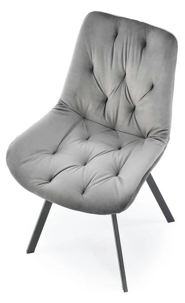 Scaun pivotant K519, gri, stofa catifelata/metal, 54x63x86 cm