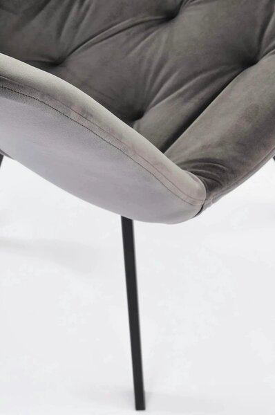 Scaun pivotant K519, gri, stofa catifelata/metal, 54x63x86 cm