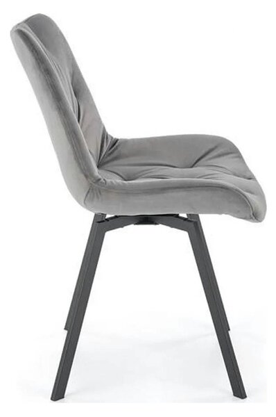 Scaun pivotant K519, gri, stofa catifelata/metal, 54x63x86 cm