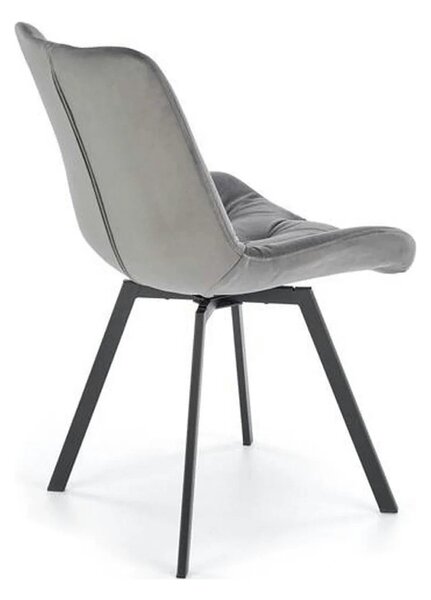 Scaun pivotant K519, gri, stofa catifelata/metal, 54x63x86 cm