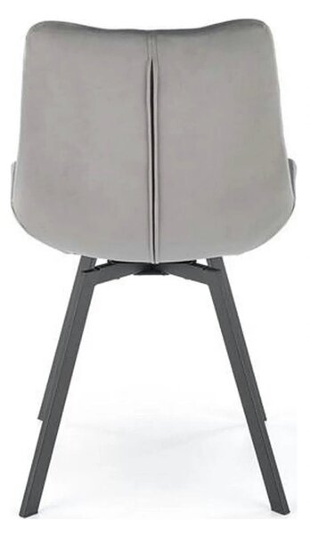 Scaun pivotant K519, gri, stofa catifelata/metal, 54x63x86 cm