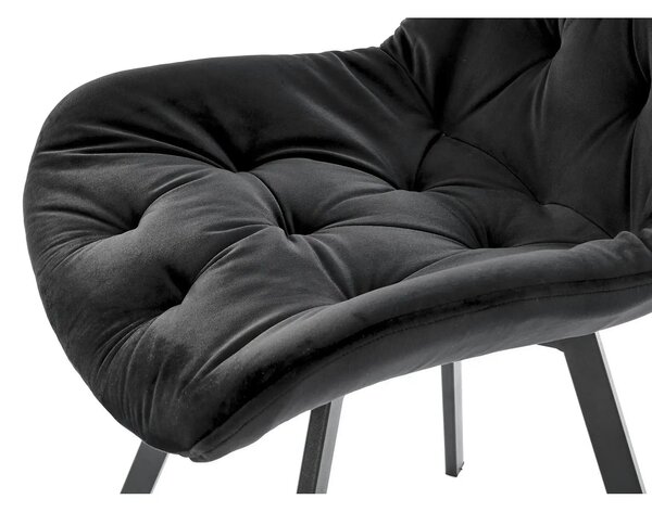 Scaun pivotant K519, negru, stofa catifelata/metal, 54x63x86 cm
