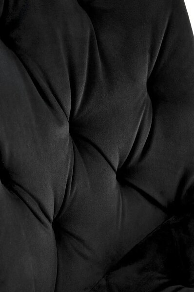 Scaun pivotant K519, negru, stofa catifelata/metal, 54x63x86 cm
