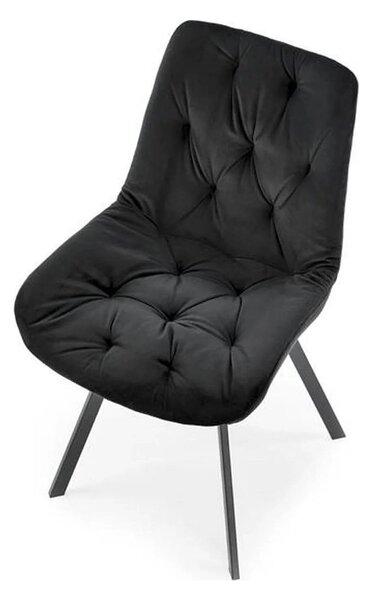 Scaun pivotant K519, negru, stofa catifelata/metal, 54x63x86 cm