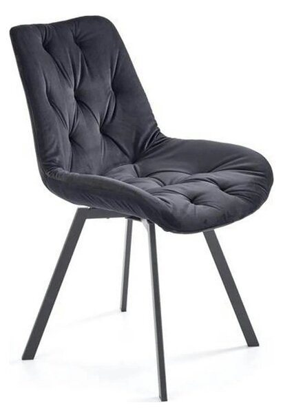 Scaun pivotant K519, negru, stofa catifelata/metal, 54x63x86 cm