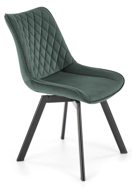 Scaun tapitat K520, verde/negru, stofa catifelata, 45x63x80 cm