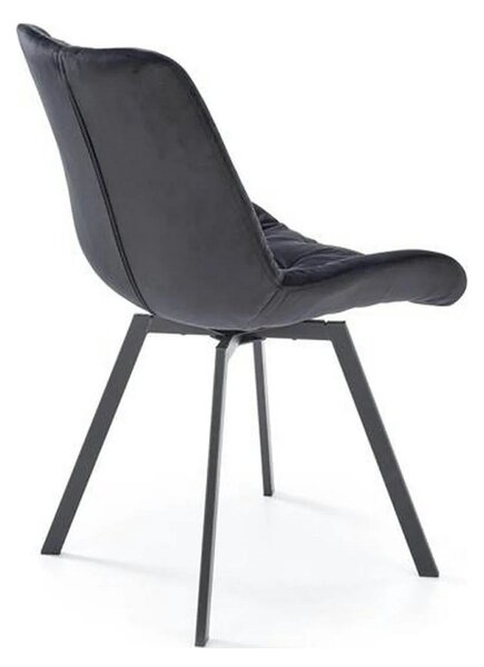 Scaun pivotant K519, negru, stofa catifelata/metal, 54x63x86 cm