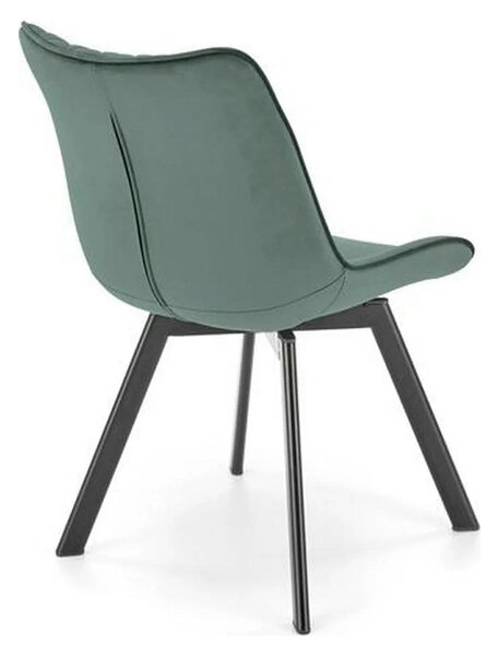Scaun tapitat K520, verde/negru, stofa catifelata, 45x63x80 cm