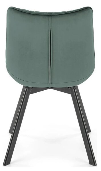 Scaun tapitat K520, verde/negru, stofa catifelata, 45x63x80 cm