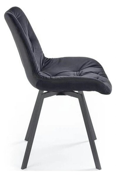 Scaun pivotant K519, negru, stofa catifelata/metal, 54x63x86 cm