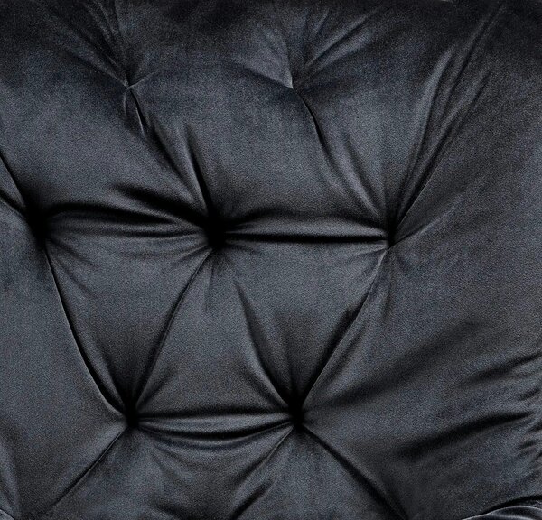 Scaun pivotant K519, negru, stofa catifelata/metal, 54x63x86 cm