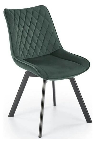 Scaun tapitat K520, verde/negru, stofa catifelata, 45x63x80 cm