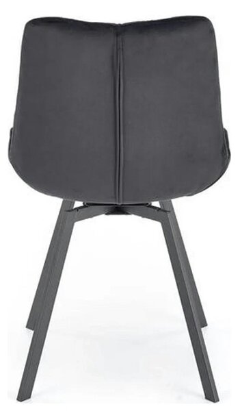 Scaun pivotant K519, negru, stofa catifelata/metal, 54x63x86 cm