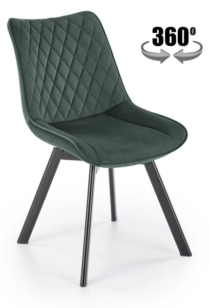 Scaun tapitat K520, verde/negru, stofa catifelata, 45x63x80 cm