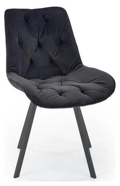Scaun pivotant K519, negru, stofa catifelata/metal, 54x63x86 cm