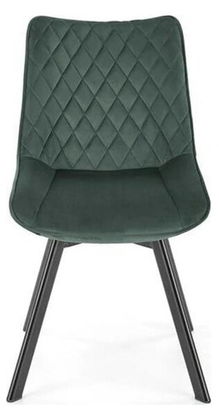 Scaun tapitat K520, verde/negru, stofa catifelata, 45x63x80 cm