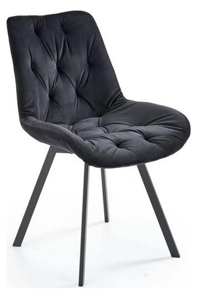 Scaun pivotant K519, negru, stofa catifelata/metal, 54x63x86 cm
