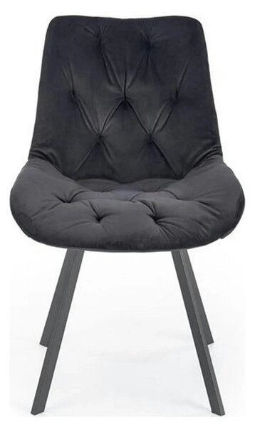 Scaun pivotant K519, negru, stofa catifelata/metal, 54x63x86 cm