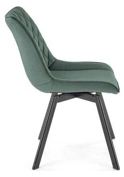 Scaun tapitat K520, verde/negru, stofa catifelata, 45x63x80 cm