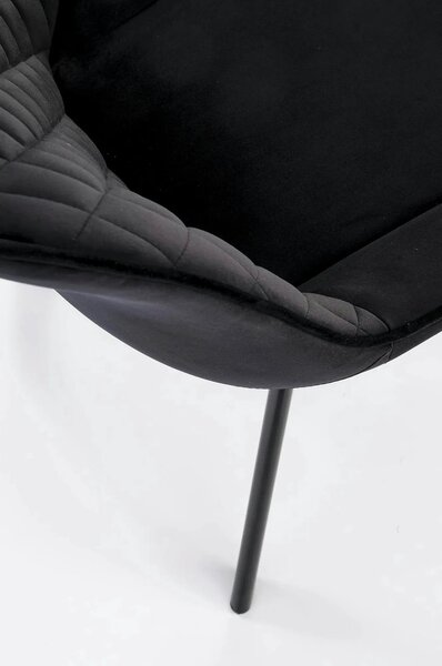 Scaun tapitat K520, negru, stofa catifelata, rotativ, 45x63x80 cm