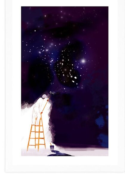 Poster cu passepartout pictorul galaxiei