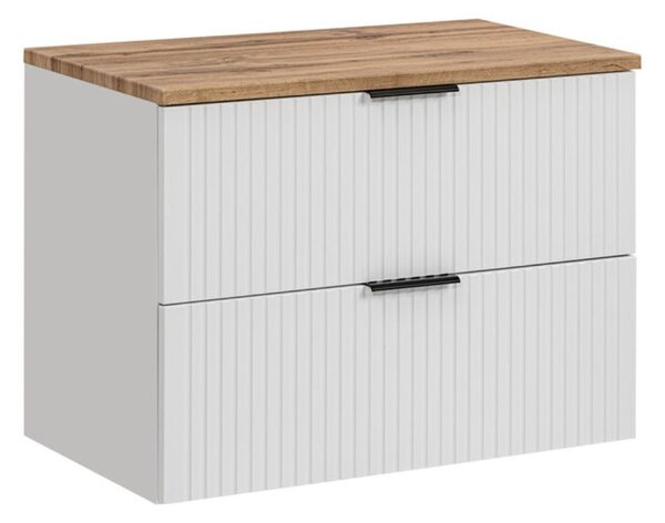 Mască suspendată cu blat pentru chiuveta de la baie Adel, alb/stejar (60 cm)