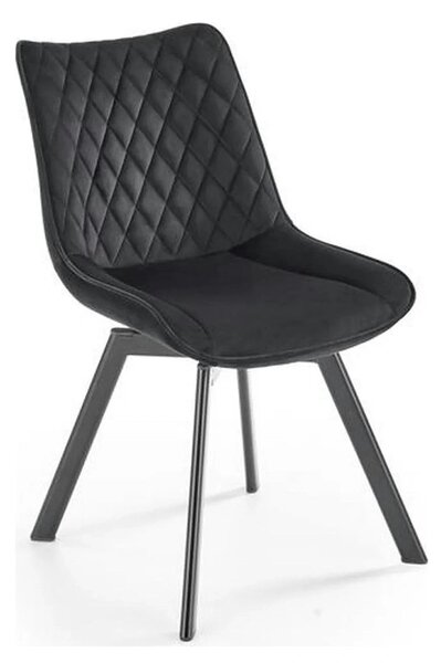 Scaun tapitat K520, negru, stofa catifelata, rotativ, 45x63x80 cm